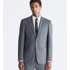Calvin Klein Men's Dark Gray Wool Blend Double Button Blazer Jacket Size M